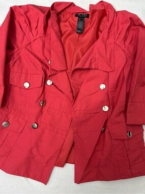 Axcess Red Double-Breasted Blazer with Silver Buttons